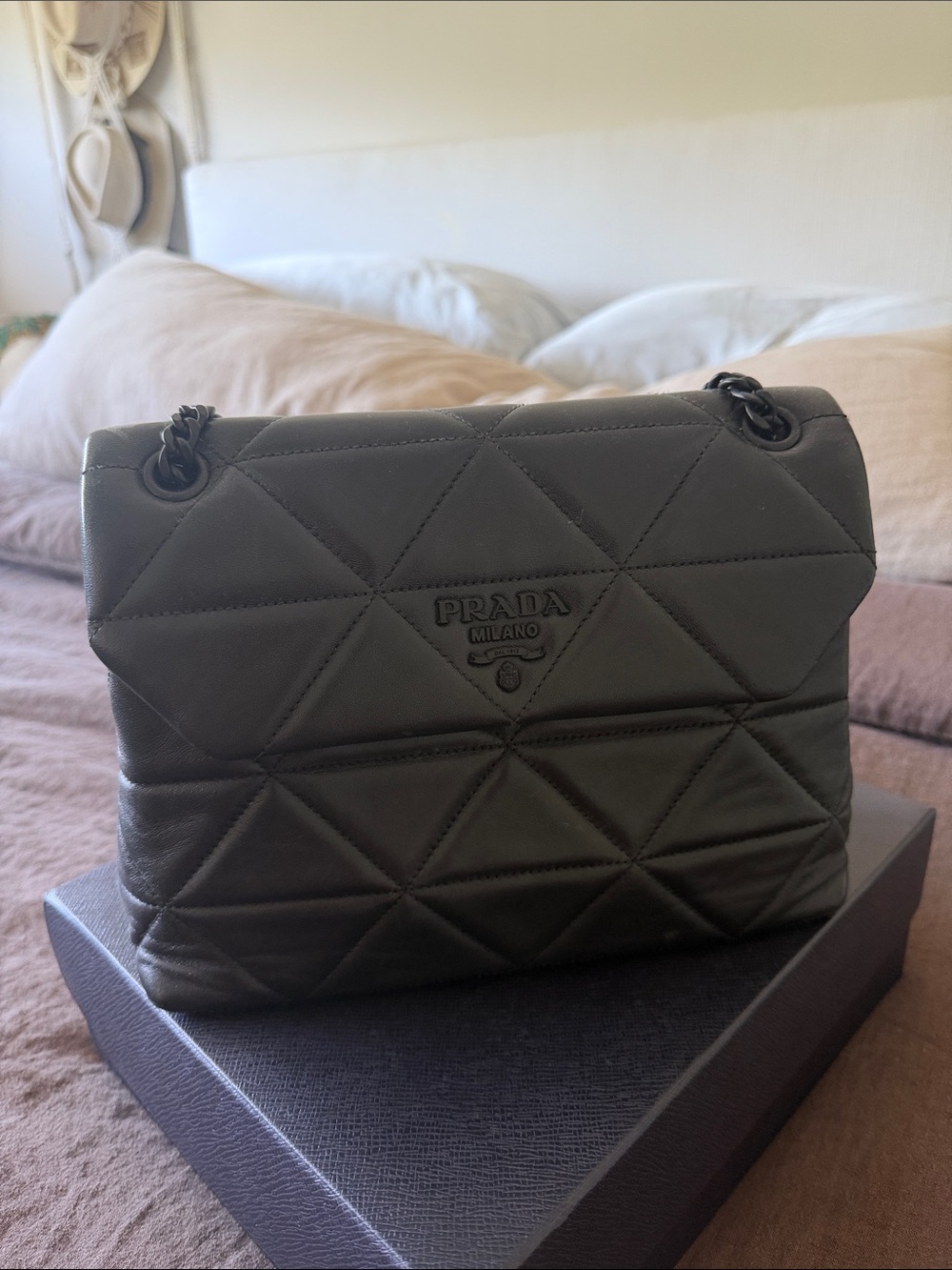 Prada Quilted Leather Shoulder Bag - black